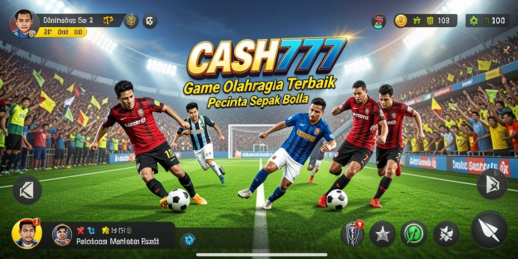 Screenshot gameplay CASH777 dengan tampilan pertandingan sepak bola yang menegangkan.