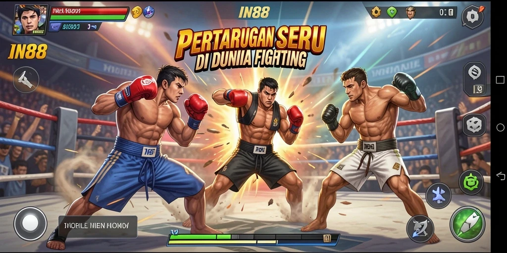 Tampilan gameplay menegangkan dari pertarungan di IN88.