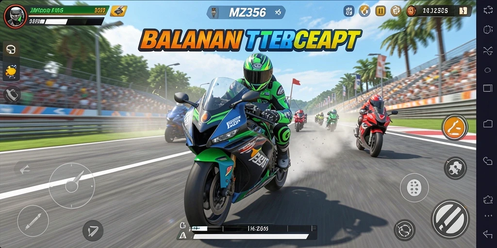Tampilan action balapan motor yang mendebarkan di MZ356.
