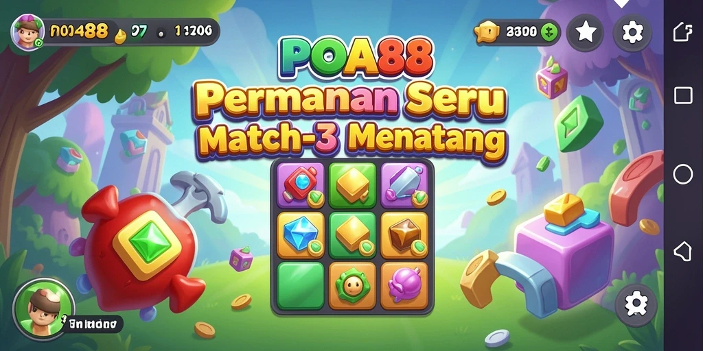 Tangkapan layar menunjukkan momen seru gameplay Match-3 POA88.