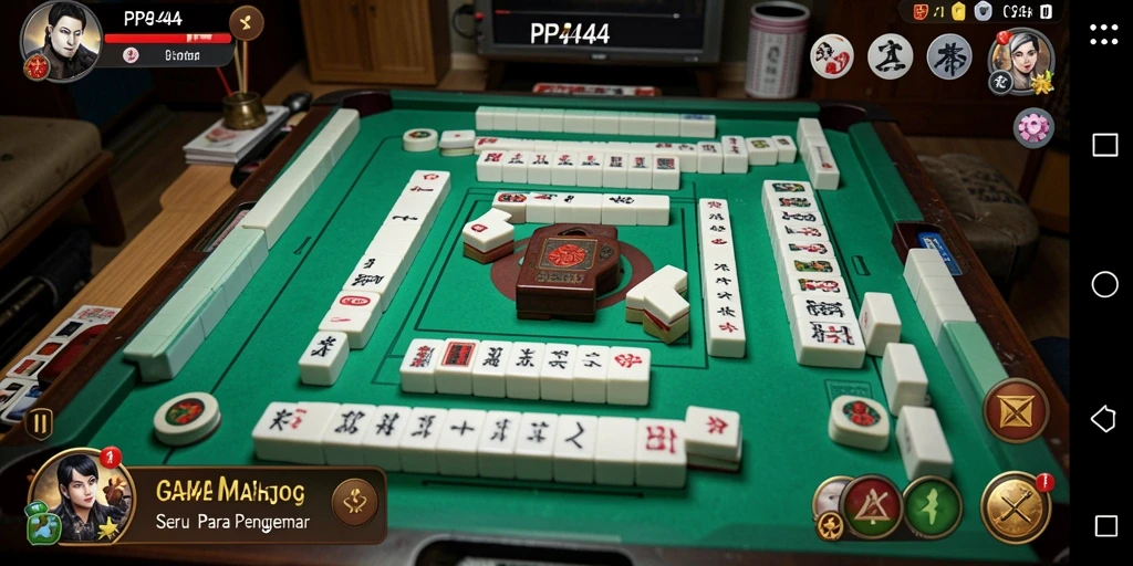 Screenshot utama PP444 menampilkan gameplay Mahjong yang mendebarkan.